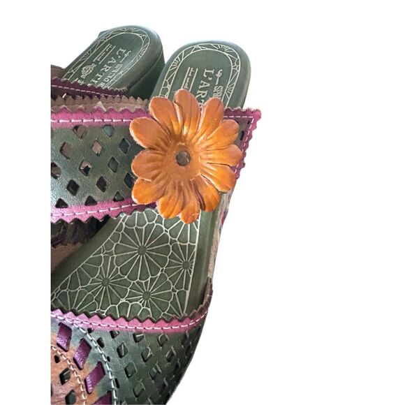 L’ Artiste By Spring Step Virgie Floral Platform Sandals Green/ Pink Size 41-  9 - Picture 15 of 15